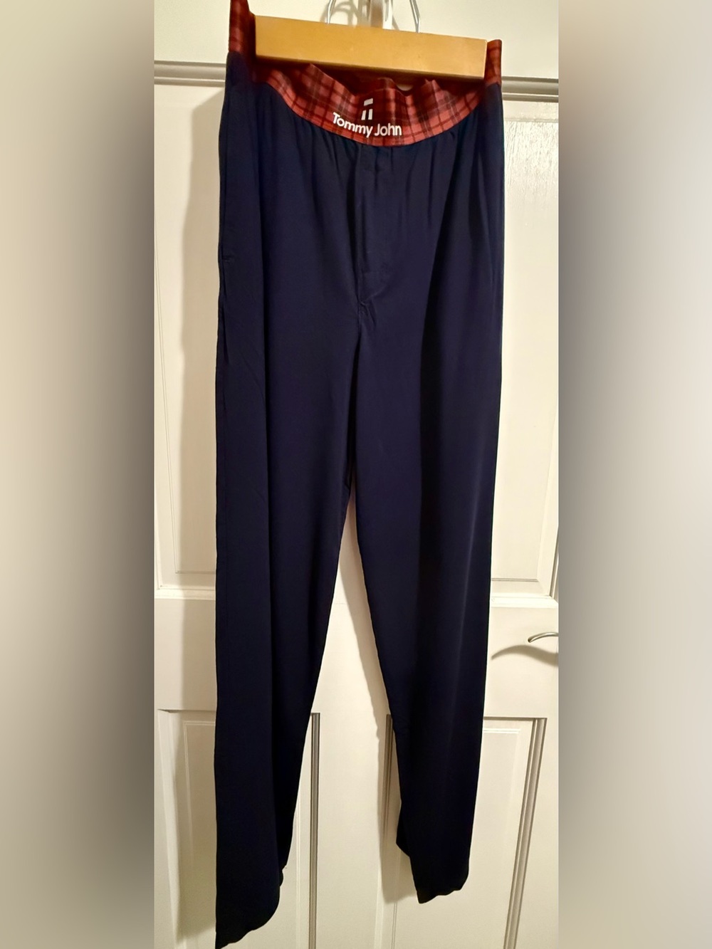 Tommy John Second Skin Navy Lounge/Pajama Pants -Navy with Red Plaid Waistband